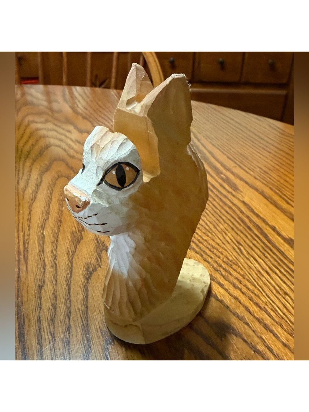 Peepers Hand Carved Hand Painted Orange Cat Eyeglass Holder - Picture 6 of 16